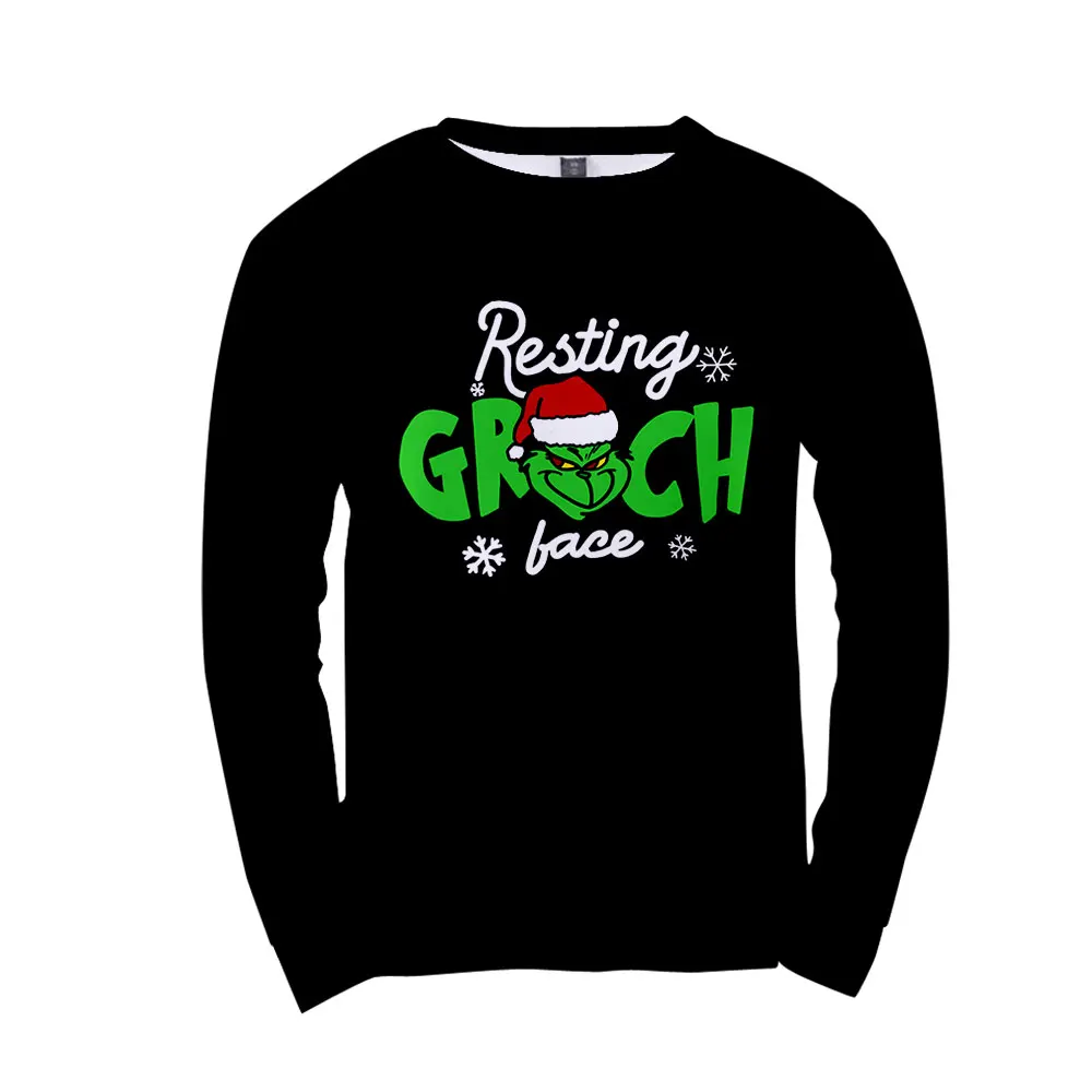 

Grinch T Shirt Christmas Hat Graphic Printing Harajuku Men Women Tee Shirt Long Sleeve T-shirt Cartoon Casual Kids Tops