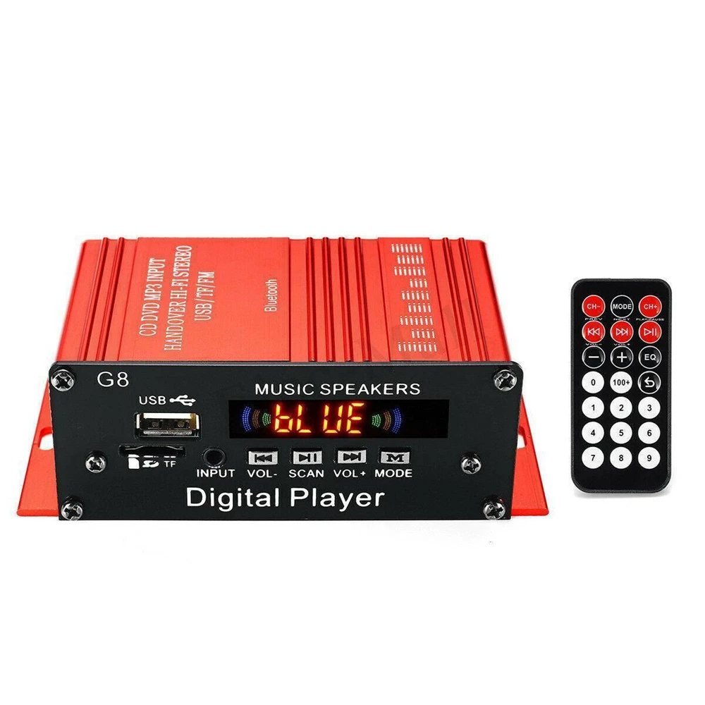 

G8 HIFI Bluetooth Household Car Audio Power Sound Amplifier FM Radio Player Support SD / USB / DVD / MP3 with Remote Controller