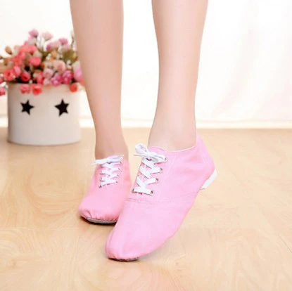 Pink Low Top Женская и Мужская танцевальная обувь на шнуровке; Танцевальная обувь для джаза; балетки; Мягкие Спортивные кроссовки; обувь для гимнастики и фитнеса для взрослых и детей - Цвет: Pink Low Top