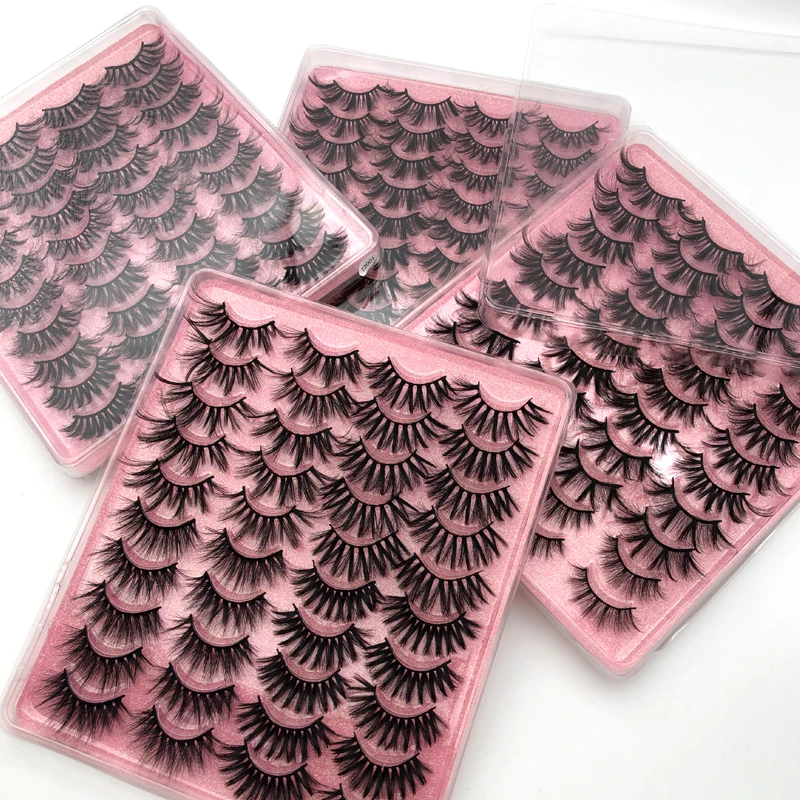

Tongwin 20pairs Lashes Book Dramatic Extra Long Fluffy 25mm Faux Mink False Eyelashes Volume Cross Reusable Makeup Silk Eyelash