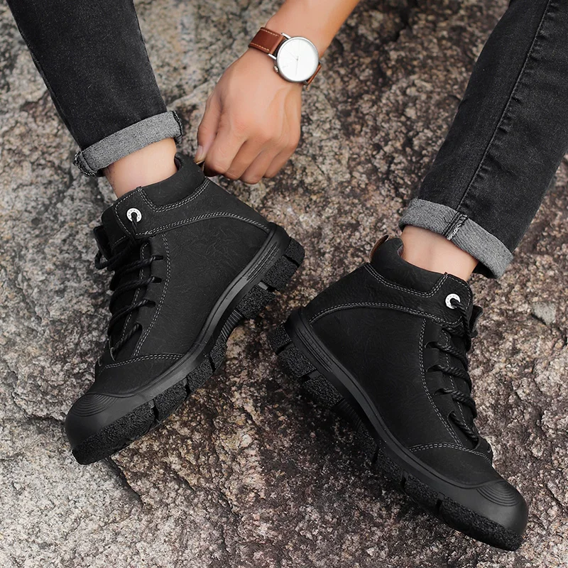 Мужские уличные ботинки из искусственной кожи тактическая обувь дышащие