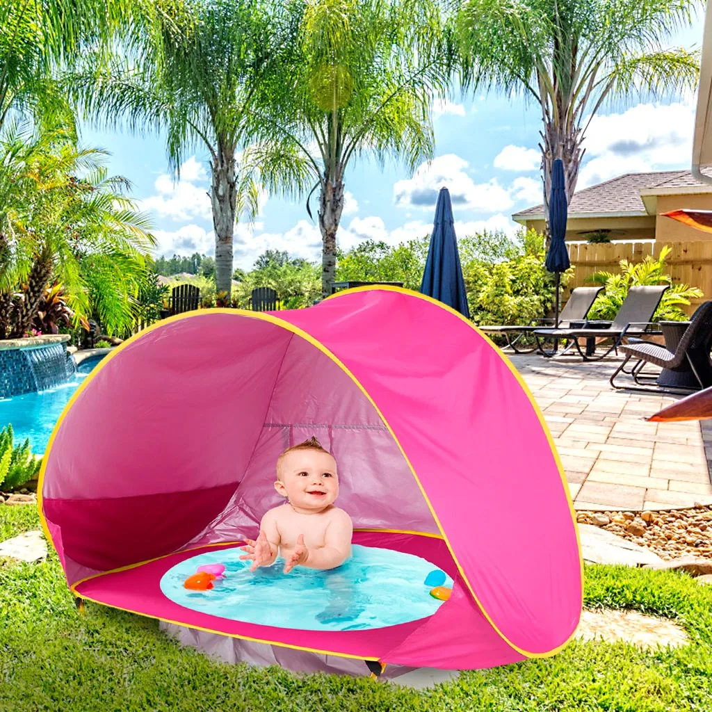 

Детская Пляжная палатка, водонепроницаемый тент от солнца, защита от УФ излучения, навес от солнца, с бассейном, для детей, для отдыха на откр...