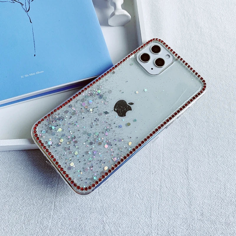 Мягкий прозрачный силиконовый чехол из ТПУ для iPhone 6 6s 7 8 Plus 10 X XS XR 11 Pro Max блестящий