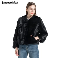 womens coats real rabbit fur fashion natural fur short fur jackets high quality lady overcoat s1538