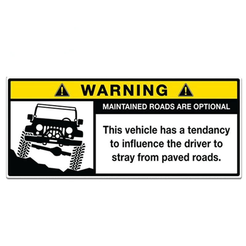 

Warning Roads Option Decal Window Trunk Bumper Reflective Car Sticker Funny Offroad Camper Waterproof Exterior Decor PVC13x6cm