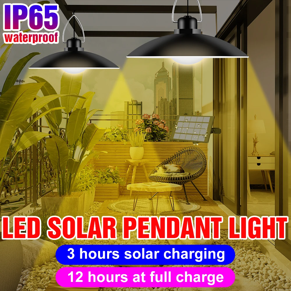 

LED Solar Light Outdoors Waterproof Pendant Lamp Garden Street Light Bulb For Country House Courtyard LED Solar Powered Lantern