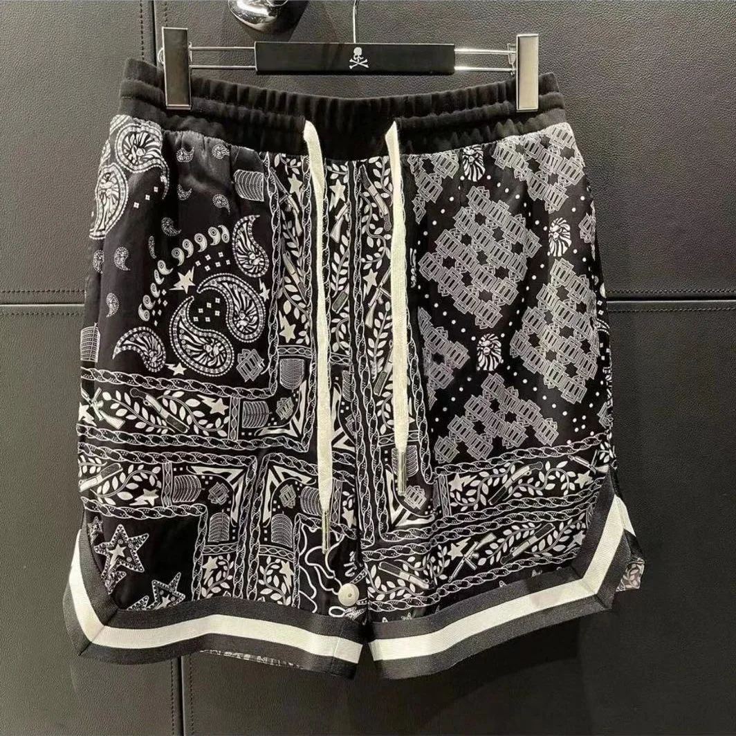 

2021 Summer New Shorts Men's Quick-Drying Five-Point Pants Breathable Running Training Cashew Flower Sports Shorts Fitness Loose