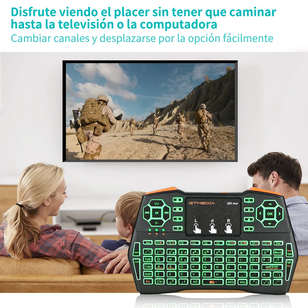 

GTMEDIA i8X Plus Backlit Wireless Keyboard 2.4GHZ Spanish Air Mouse Touchpad I8 Remote For G1 G2 GTC X96 Android TV Box