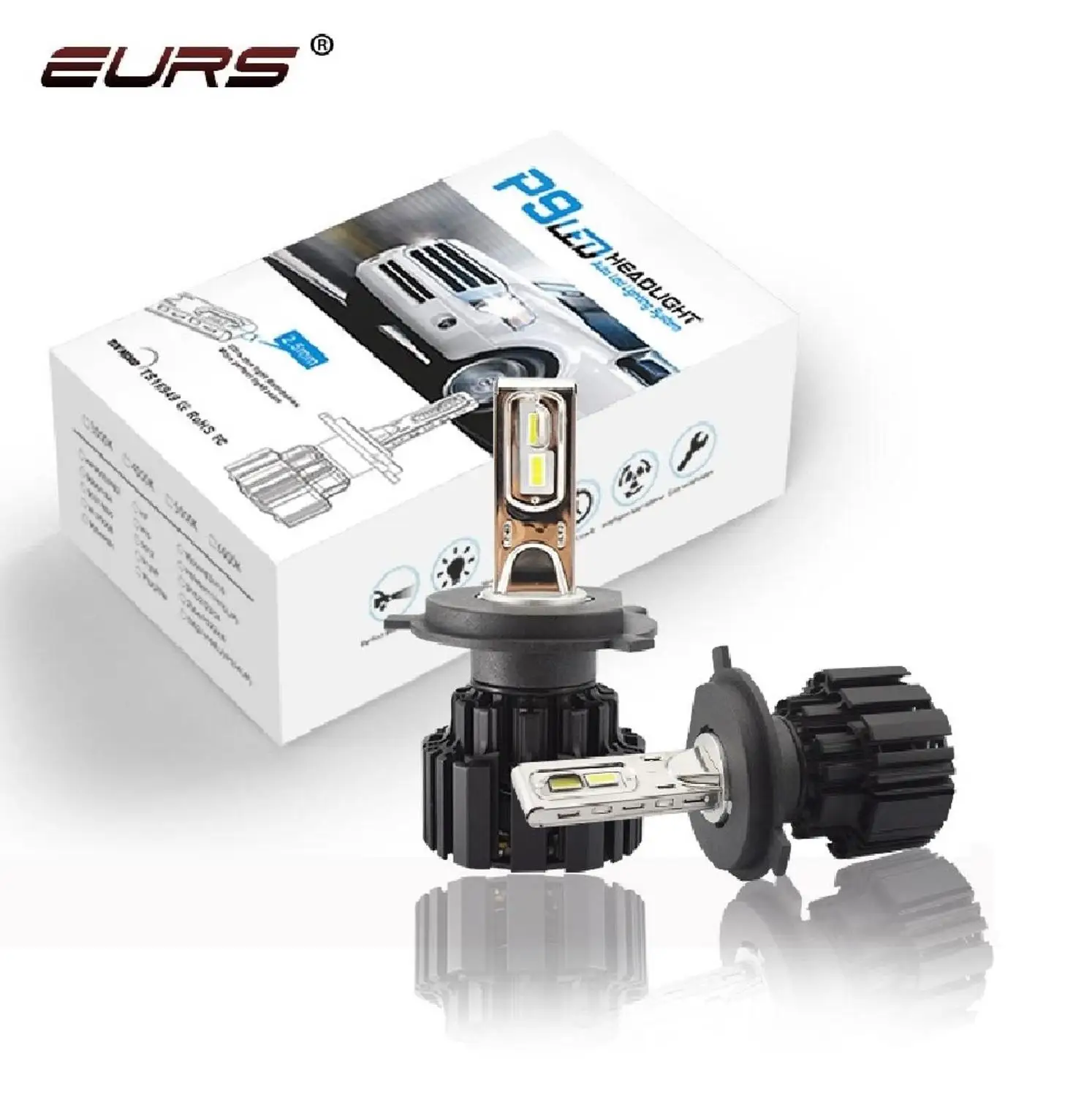 

EURS светодиодный H4 P9 H7 светодиодный светильник с высокой яркостью для автомобиля Hi/Lo луч светильник s 100W 13600LM автомобильные лампы противотуманный светильник для стайлинга автомобиля