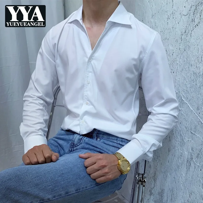

New British Style Slim Long sleeve Casual Shirt Turn-Down Collar Single Breasted Korean Style Fashion Mens Business Blouse