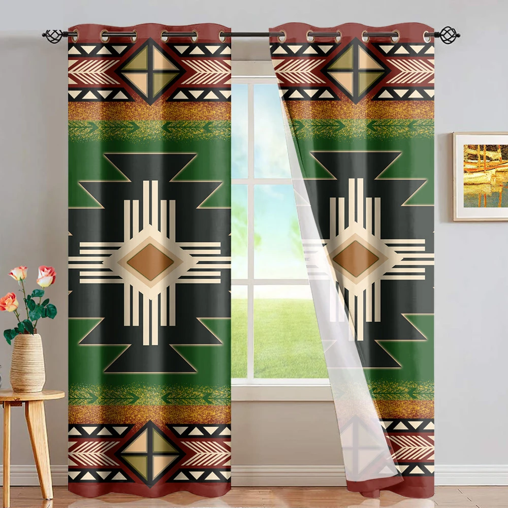 

DARMIAN Beautiful Color Tribe Abstract Design Window Curtain Home Decor Blackout Thermal Insulated Panels Washable Drape Set