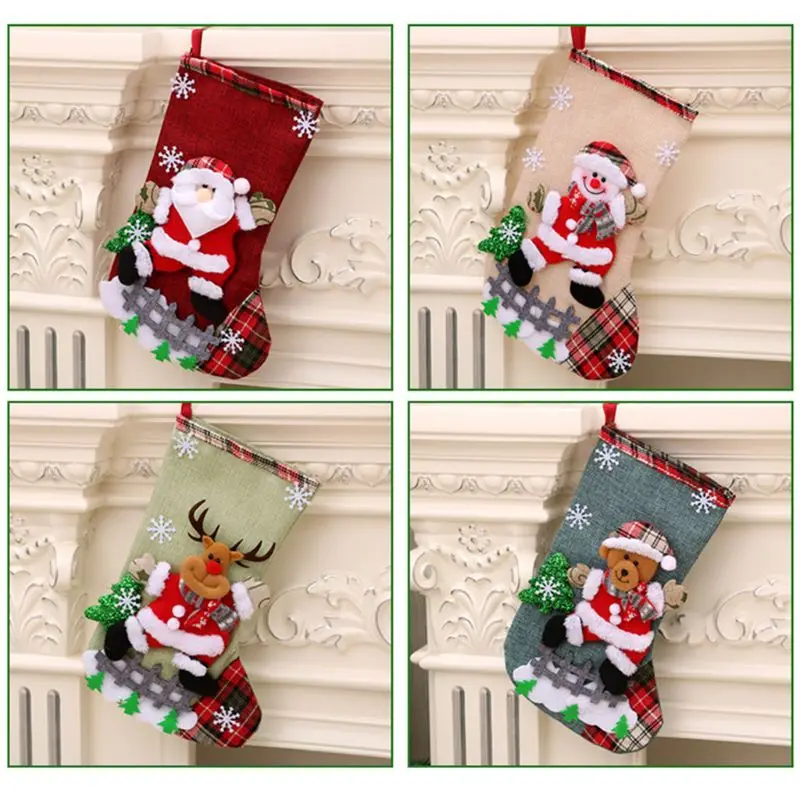 

Christmas Stockings Socks Candy Storage Holder Xmas Gift Bags Tree Decoration New 2021