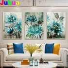 Бесплатная доставка 5d алмазная вышивка Триптих синие цветы Золотое кружево благородное украшение 3d Алмазная картина для гостиной искусства