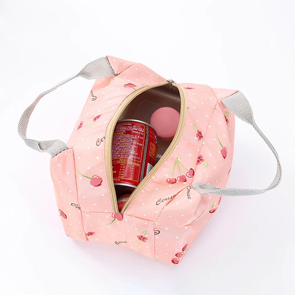 

Portable Thermal Insulated Cold Food Storage Bag Dot Cherry Lunch Box Bag Canvas Stripe Stripe Warm Lunch Bags