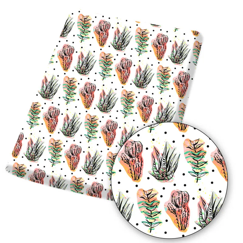 

Polyester Cotton Fabric Nordic Greenery Painted Cloth Sheet Handmade Mask Bag Home Textile DIY Dress Supplies 45*145cm 1pc