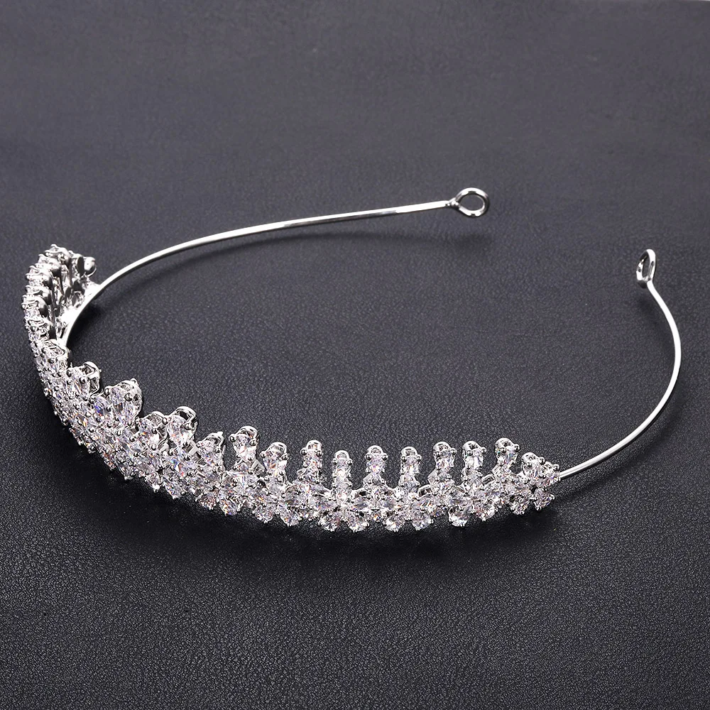 jankelly Fashion Ladies Wedding Headpieces With cube zircon Wholesale Bridal Hair Accessories Headdress Bridal Hair Tiaras
