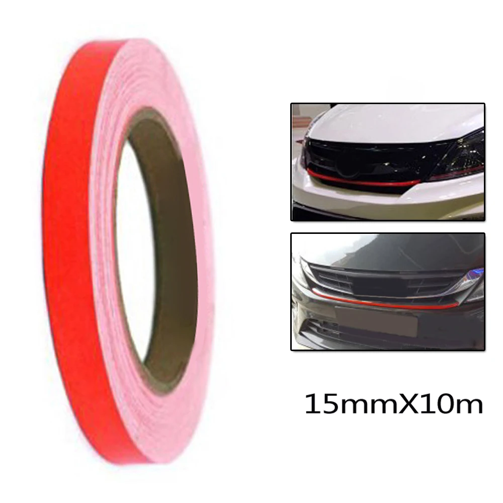 

1pc 15mmX10m Car Waterproof Sticker Red Lining Reflective Sticker PVC Film Self-sticking Backing Decal Automobiles Accessories