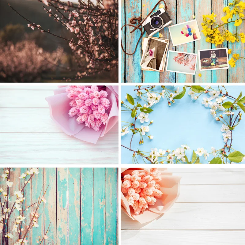 

Vinyl Custom Photography Backdrops Flower and Wooden Planks Theme Photography Background 190117SK-02