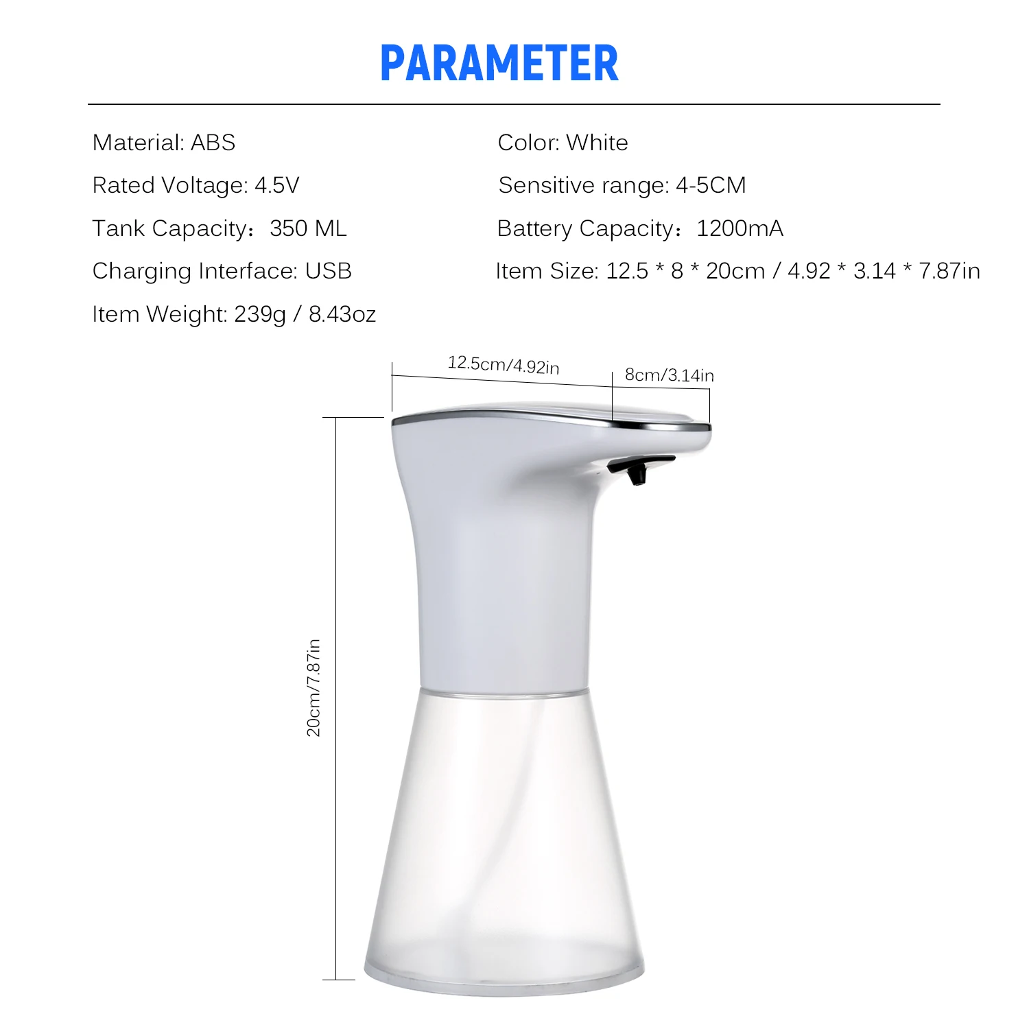 350 мл автоматический индукционный пены дезинфицирующее опрыскиватель USB пенясь