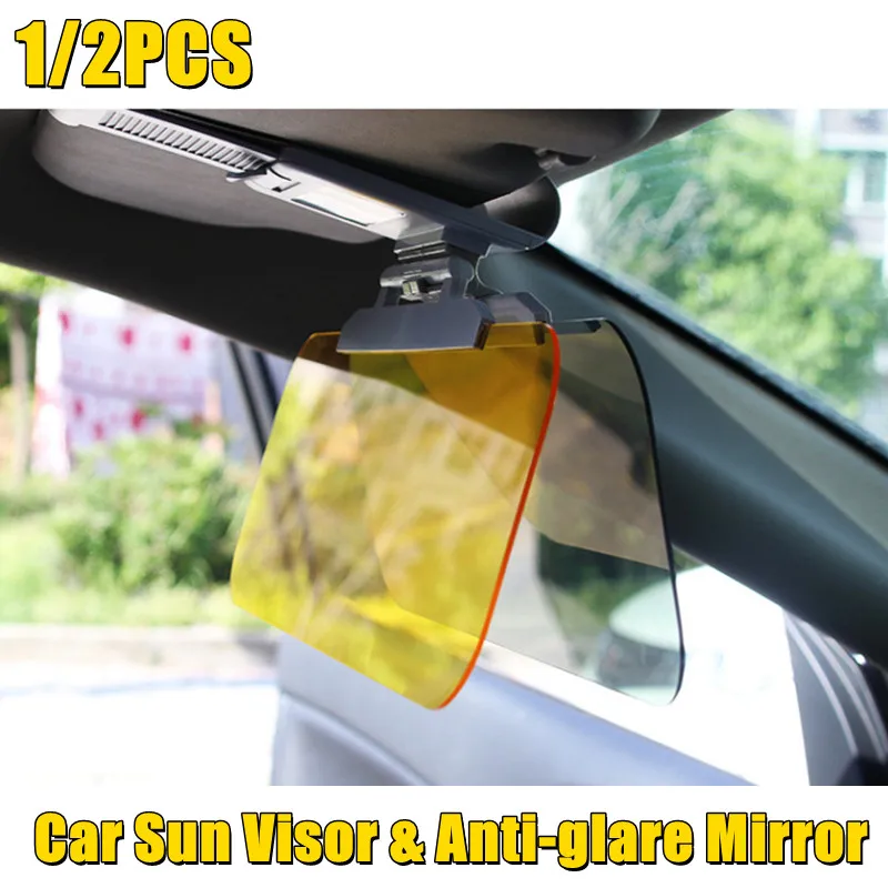 

1/2 шт. автомобильный солнцезащитный козырек, противосолнечные ослепительные очки, дневное и ночное видение, зеркало для вождения, складное УФ-откидное прозрачное зеркало