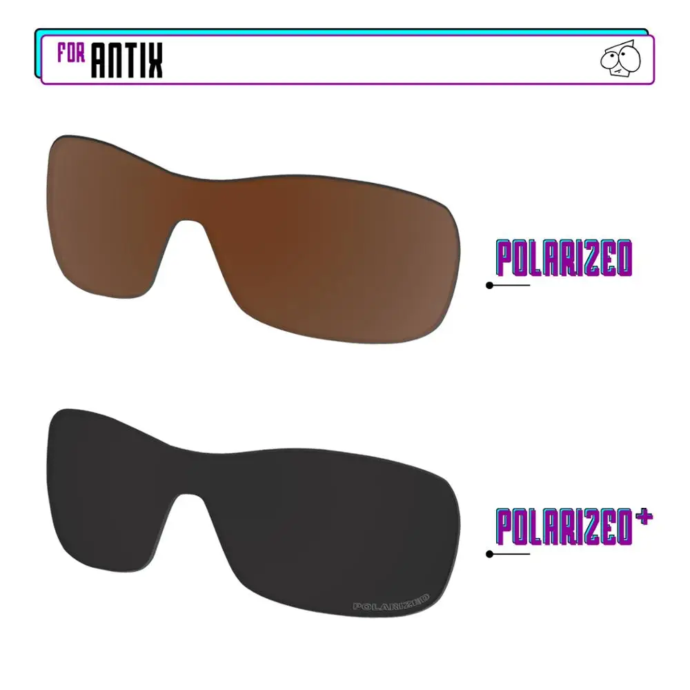 EZReplace Polarized Replacement Lenses for - Oakley Antix Sunglasses - Black P Plus-Brown P