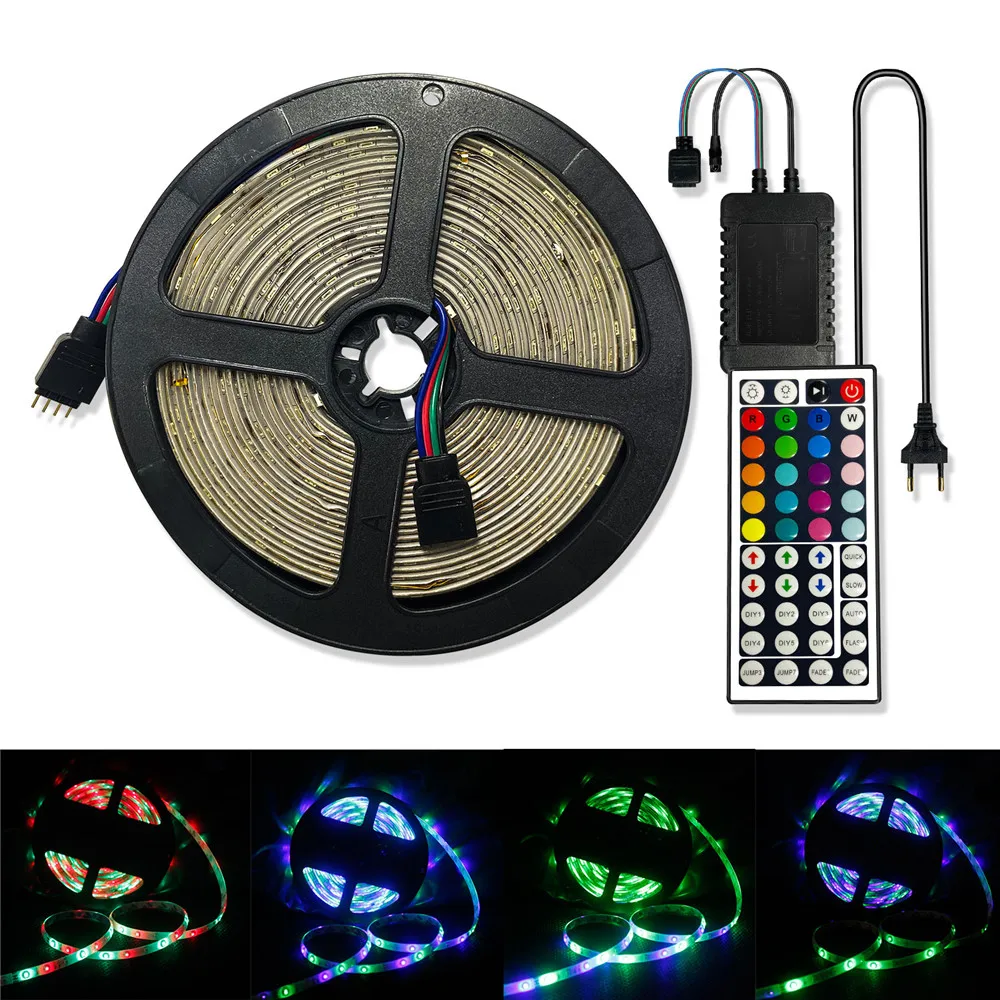 RGB led ленточный светильник 5 м 300 светодиодный s SMD 3528 водонепроницаемый гибкий ИК пульт дистанционного управления 12 В адаптер питания набор светодиодный светильник украшение дома