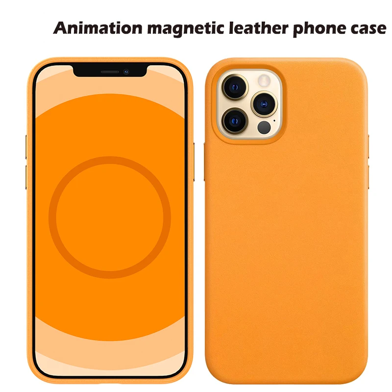 

Official Leather Case For iPhone 12 Pro Max Case Magnetic Luxury 1:1 Animation Wireless Charge Cover For Apple iPhone 12 Mini