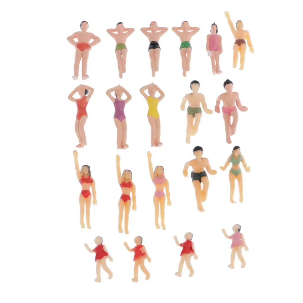 

20PCS Swimmers Pose Model Summer Beach People Figures O 1:50 Layout