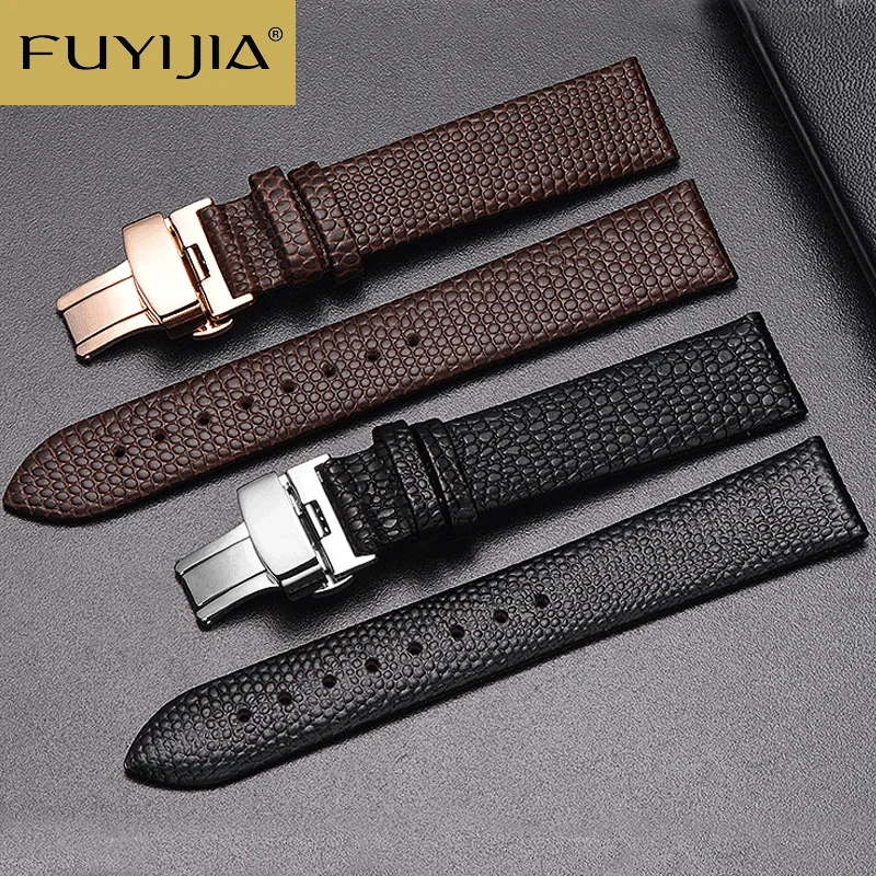 

AR80015 Watchband Lizard Pattern Cowhide Strap 12MM 14MM 16MM 18MM 20MM 22MM Double Button Butterfly Clasp Genuine Leather Bands