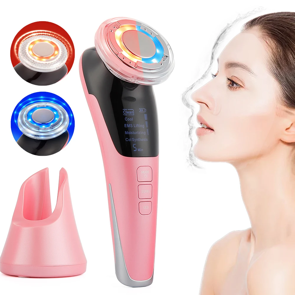 

5 режимов EMS массаж лица светодиодный ная фотография лечение вибрацией лифтинг лица Sking омоложение подтяжка горячее прохладное Лечение Уход...