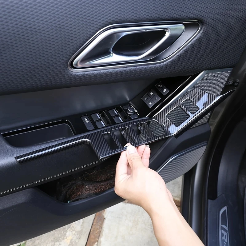 

For Range Rover Velar 2017 2018 Door Window Glass Lift Switch Button Cover Inside Armrest Frame Panel Trims Car Accessories