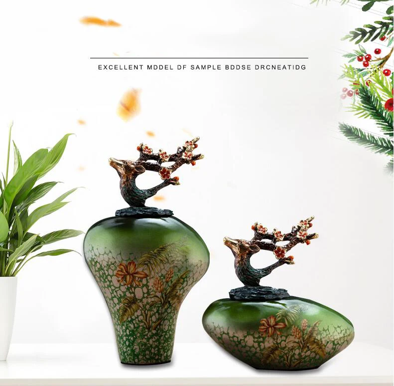 

EUROPEAN LUXURY HOME DECORATION CERAMIC DEER SHAPE VASE ORNAMENT CREATIVE LIVINGROOM AMERICAN CERAMIC DESKTOP FIGURINES CRAFTS