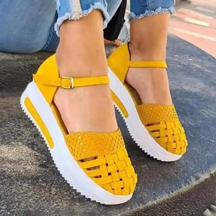 

LITTHING 2021 Women Hollow Out Sandals Summer Flat Heel Sandals Female Casual Sewing Increase Platform Sandals Ladies Sandalias