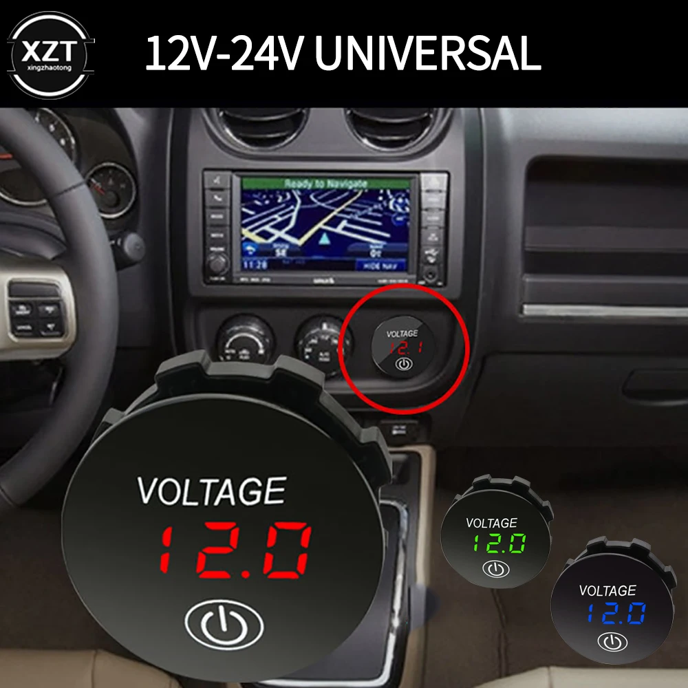 

DC 5V-48V LED Panel Digital Voltage Meter Car Motorcycle Battery Capacity Display Voltmeter with Touch ON/OFF Switch