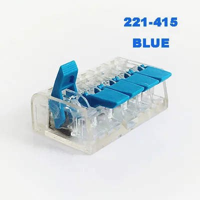 221-415 blue Разъем для провода вставные мини Быстрая зарядка питания разъем для клемм проводов блок PCT-212 PCT-213 пуш-ап в электрический разъем кабеля - Цвет: 221-415 blue