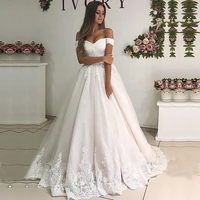elegant off shoulder 2021 lace wedding dresses a line floor length bridal wedding gowns cheap country bridal dresses