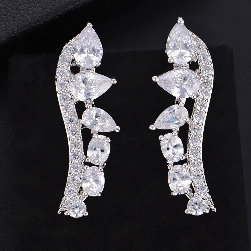 

Blachette Fashion Irregular Waterdrop Cubic Zirconia Stud Earrings For Bridal Engagement Daily Gathering Anniversary Jewelry