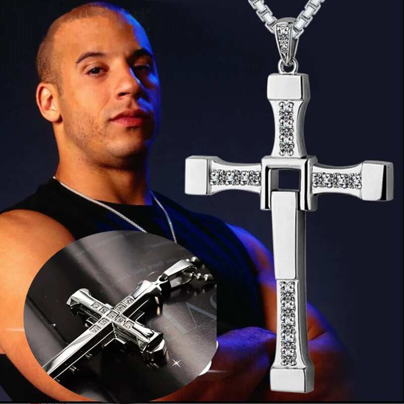 Мужские хрустальные подвески из нержавеющей стали ожерелье с кулоном-крестом