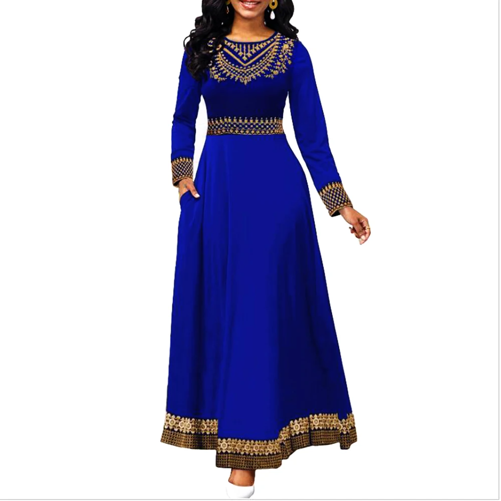 

Plus Size Women's Dress 2021 Elegant Vintage Print Evening Long Party Dress Casual Dresses High Waist Ball Gown Maxi Dresses