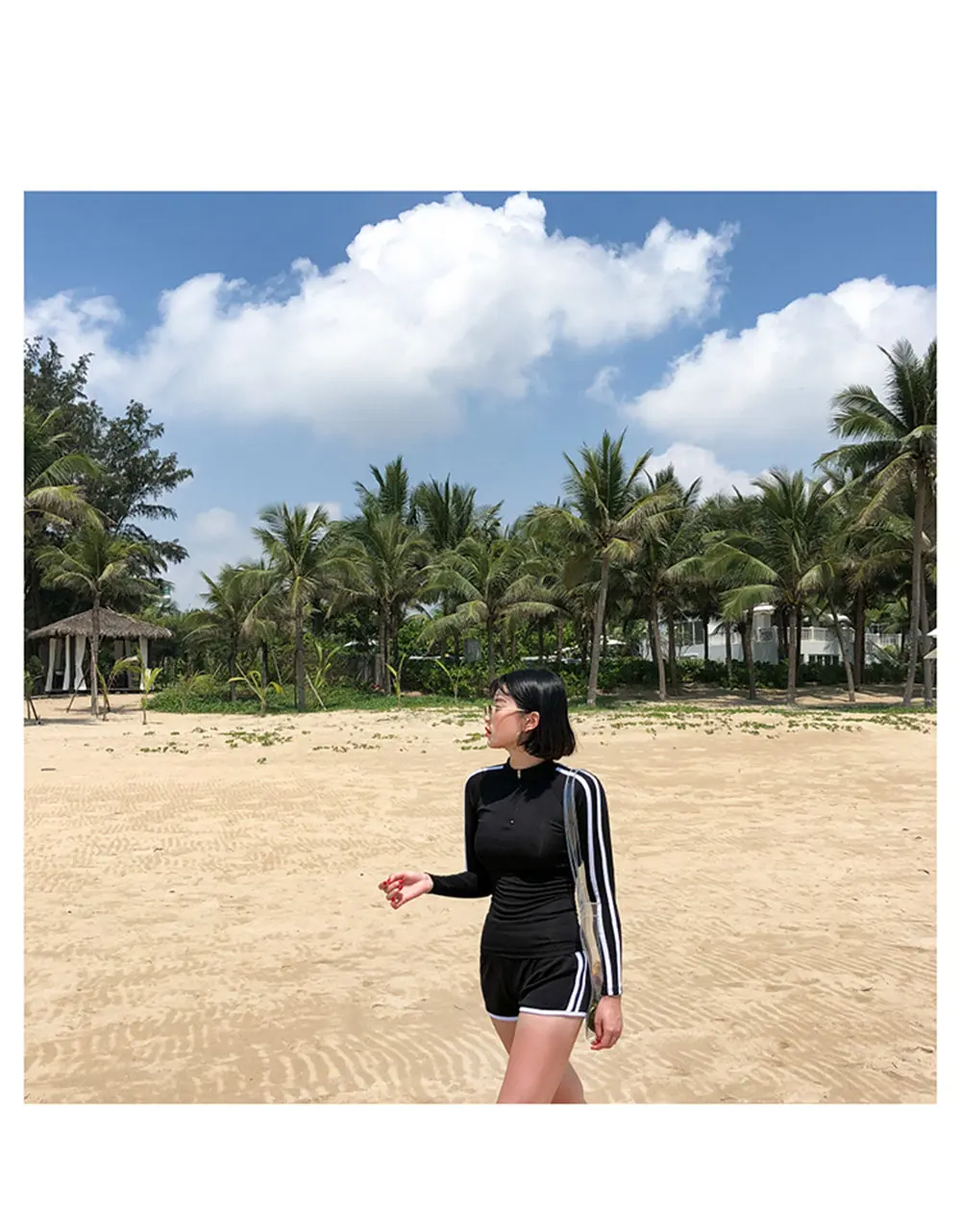 С длинным рукавом из двух частей Rashguard Женские однотонные купальники на молнии шорты Танкини полосатая блузка полосатый погружной костюм пуш-ап купальник Pad