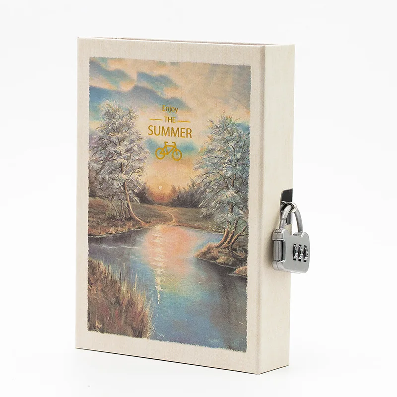 

Password Book Notebook with Lock Child Secret Diary Adult Creative Literary Encryption Notebook Female Color Page Illustration