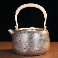 silver pot sterling silver 999 snow silver tea set retro handmade hammered kettle household large capacity teapot about 703g