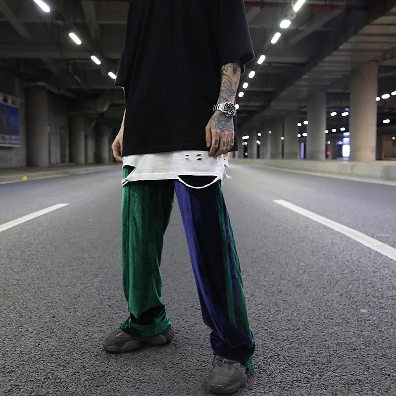 Мужские вельветовые брюки с широкими штанинами на молнии прямые свободные