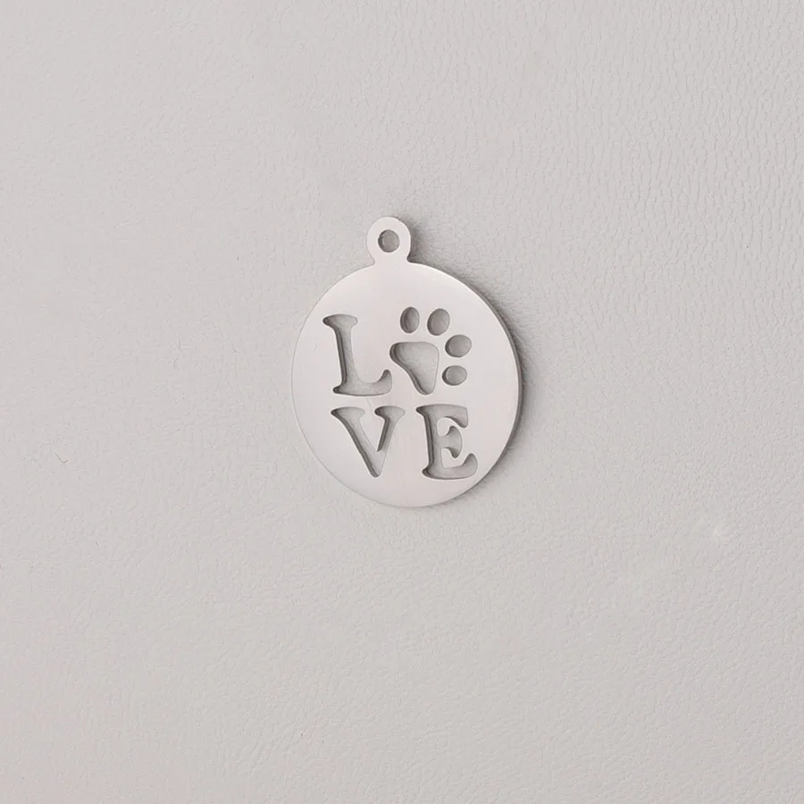 

Fnixtar 20Pcs/Lot Hollow Dog Paw Lover Charms Mirror Polish Stainless Steel Charms For DIY Making Necklace Bracelets Pet Jewelry