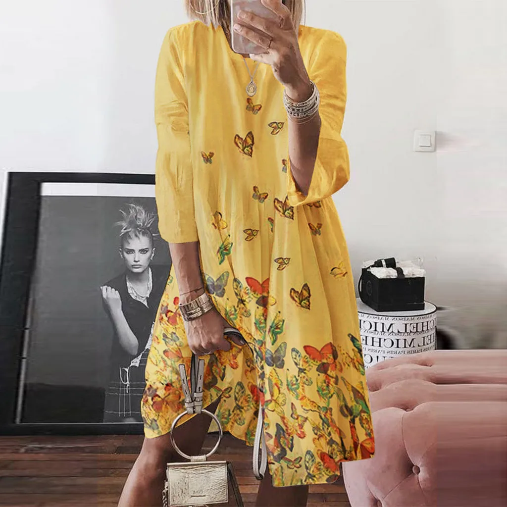 

AMSGEND Women's Clothing Appliques woman dress Holiday Style Feminino Casual Plus Size woman dress 2020 spring summer dress