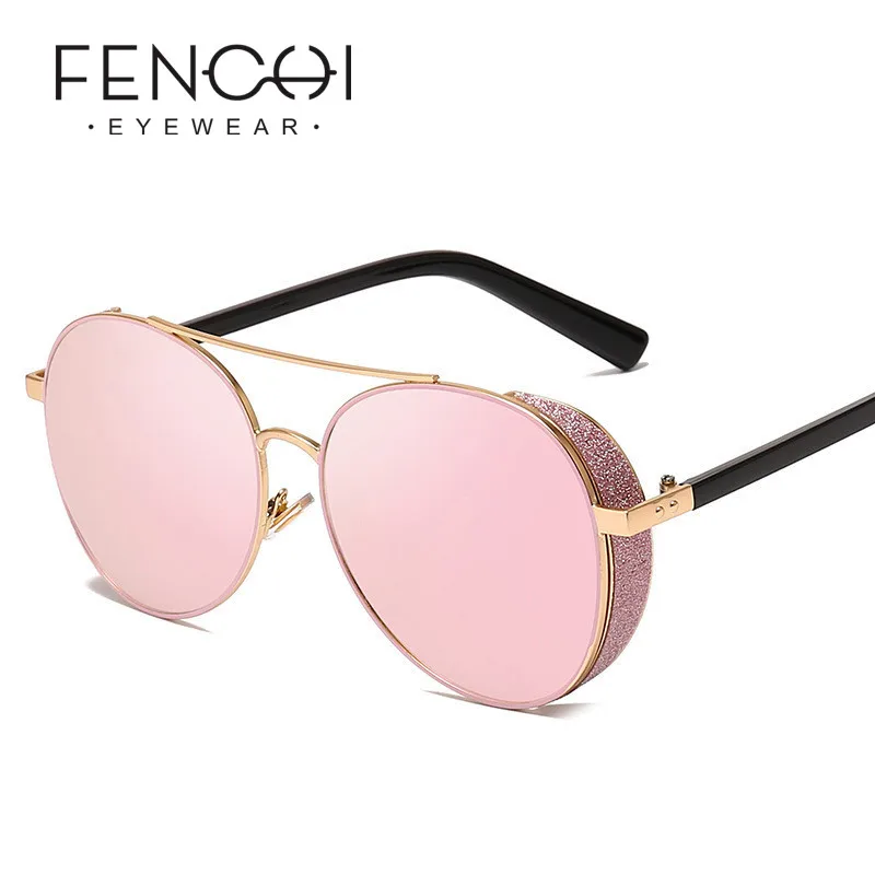 Женские круглые солнцезащитные очки FENCHI розовые брендовые роскошные с