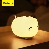 baseus rechargeable led night light lamp touch sensor cute animal silicone led light for children baby kids gifts bedroom light