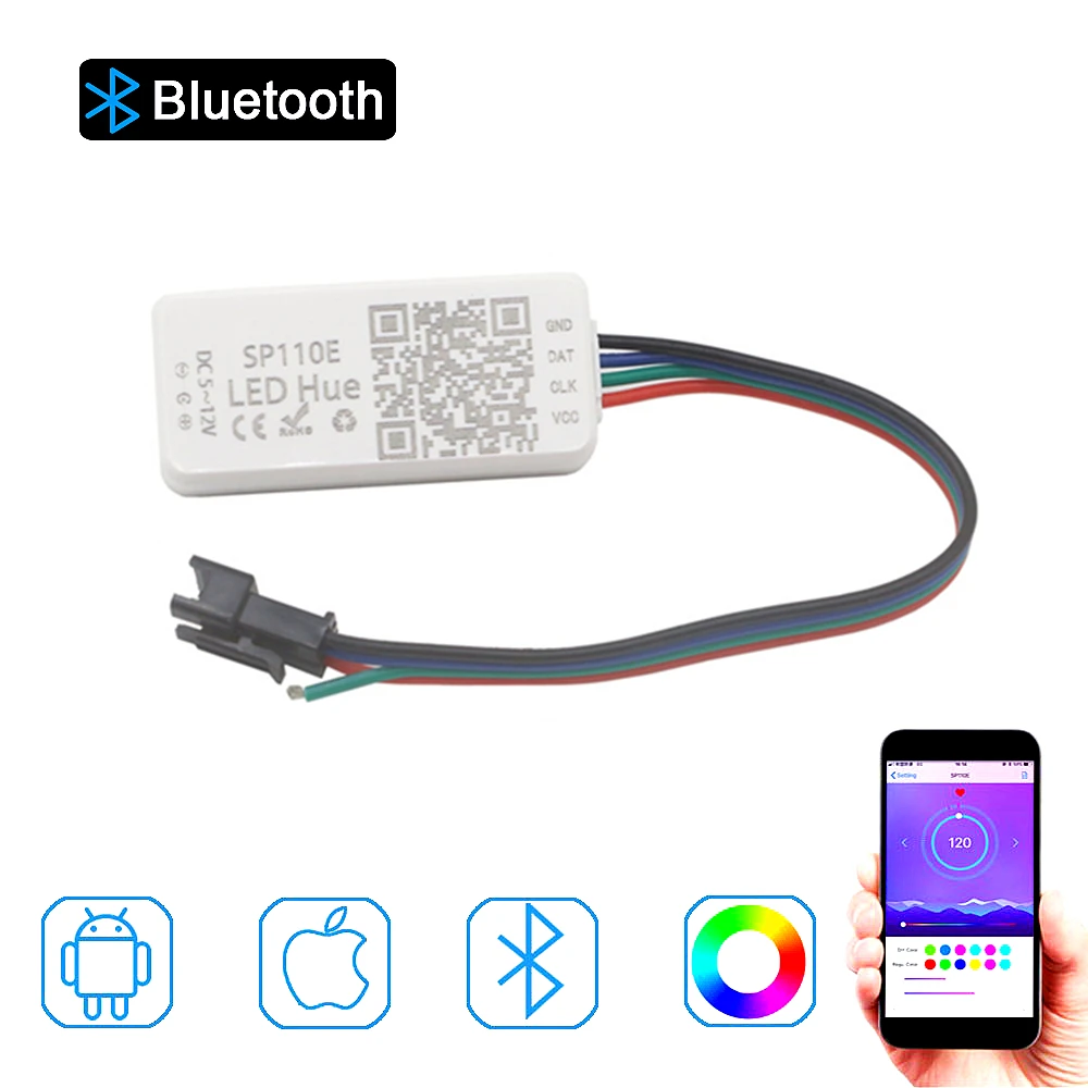 SP110E Bluetooth контроллер для WS2801 WS2812B SK6812 RGB RGBW волшебные огни светодиодный Pixel Strip IOS