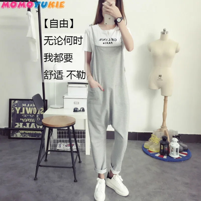 

Maternity Bib Pants Pregnant Trousers Belt Plus Size XXXL Clothes-For-Fat-Women Pregnant-Overalls Jumpsuit Solid Color Women new