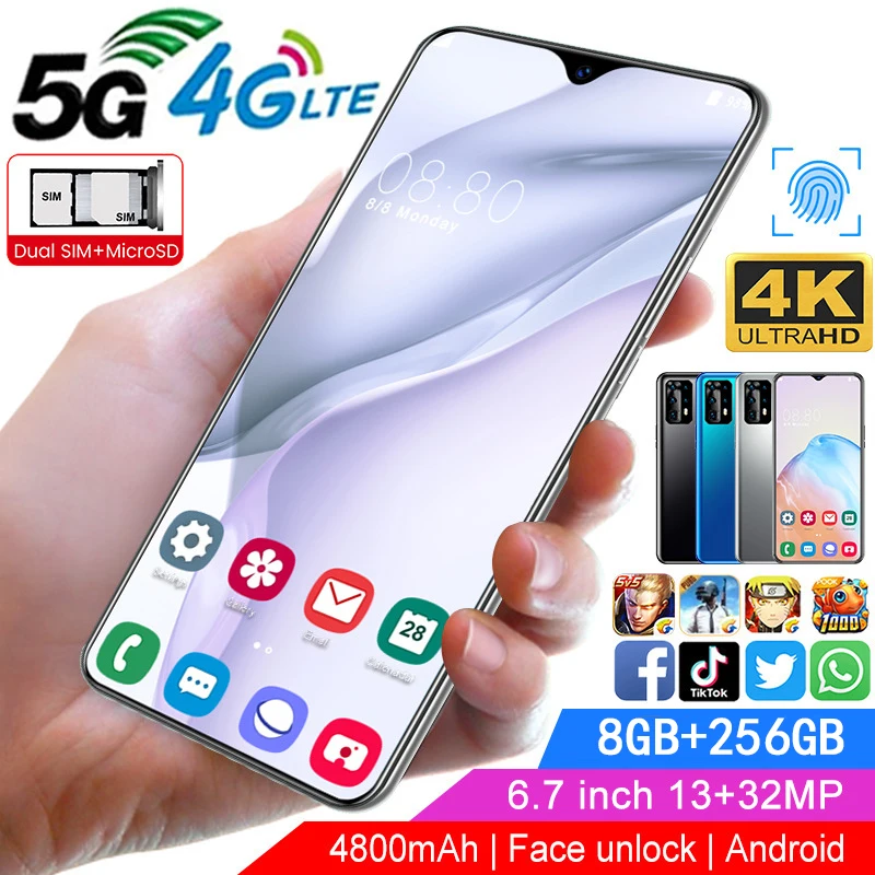 

Cell Phone P40 pro Android Smart Phone 12GBRAM 512GBROM Telephone 4800mAh Battery 6.7 inch 4G Global Version Mobile Phone